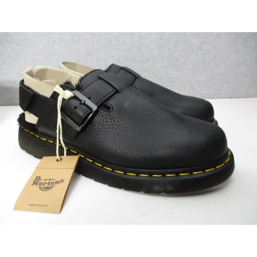 Dr Martens Jorge II Black Faux Fur Sling Back Mules Shoes Womens Sz 10 Mens Sz 9